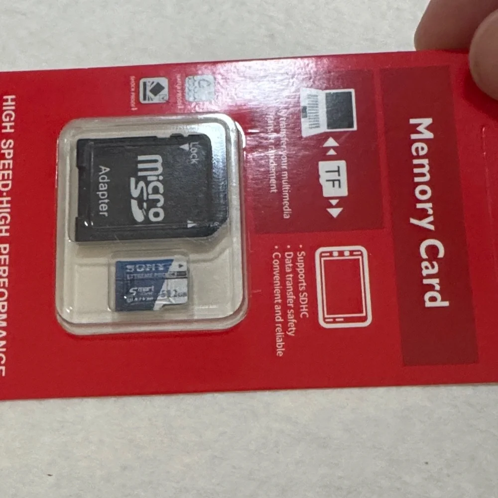Sony Red and Black Memory Card with Adapter